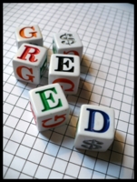 Dice : Dice - Game Dice - Greed Solid White With Colored Letters